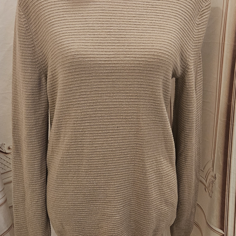 Theory Men's Beige/Pinky Tan Ribbed Sweater - Sz M
